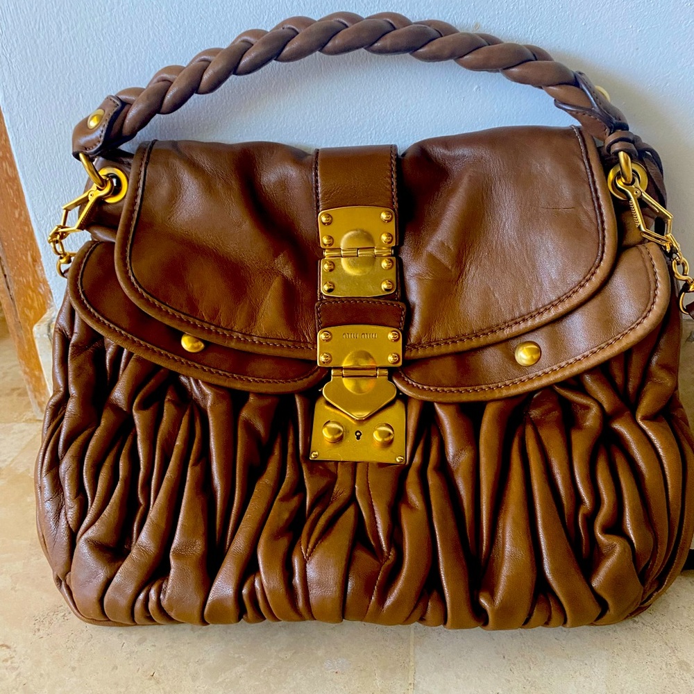 Miu miu brown leather hand bag, excellent condition